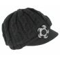 Angele Newsboy Cap Black Knit - Traclet