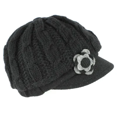 Angele Newsboy Cap Black Knit - Traclet Reference: 5392 | Traclet Hat Shop