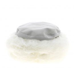 Nastasia Leather & Faux Fur Hat Silver - Traclet