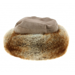 Nastasia Leather & Faux Fur Beige Hat - Traclet