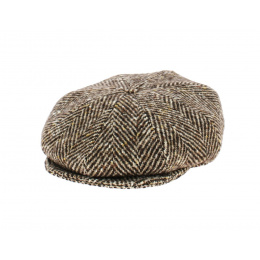Brown Wool 8-Panel Cap with Herringbone - Traclet