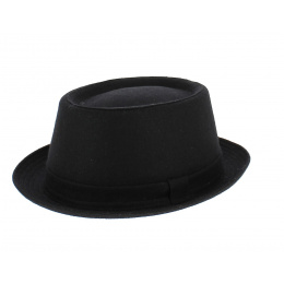 Black Wool Prato Porkpie Hat - Traclet