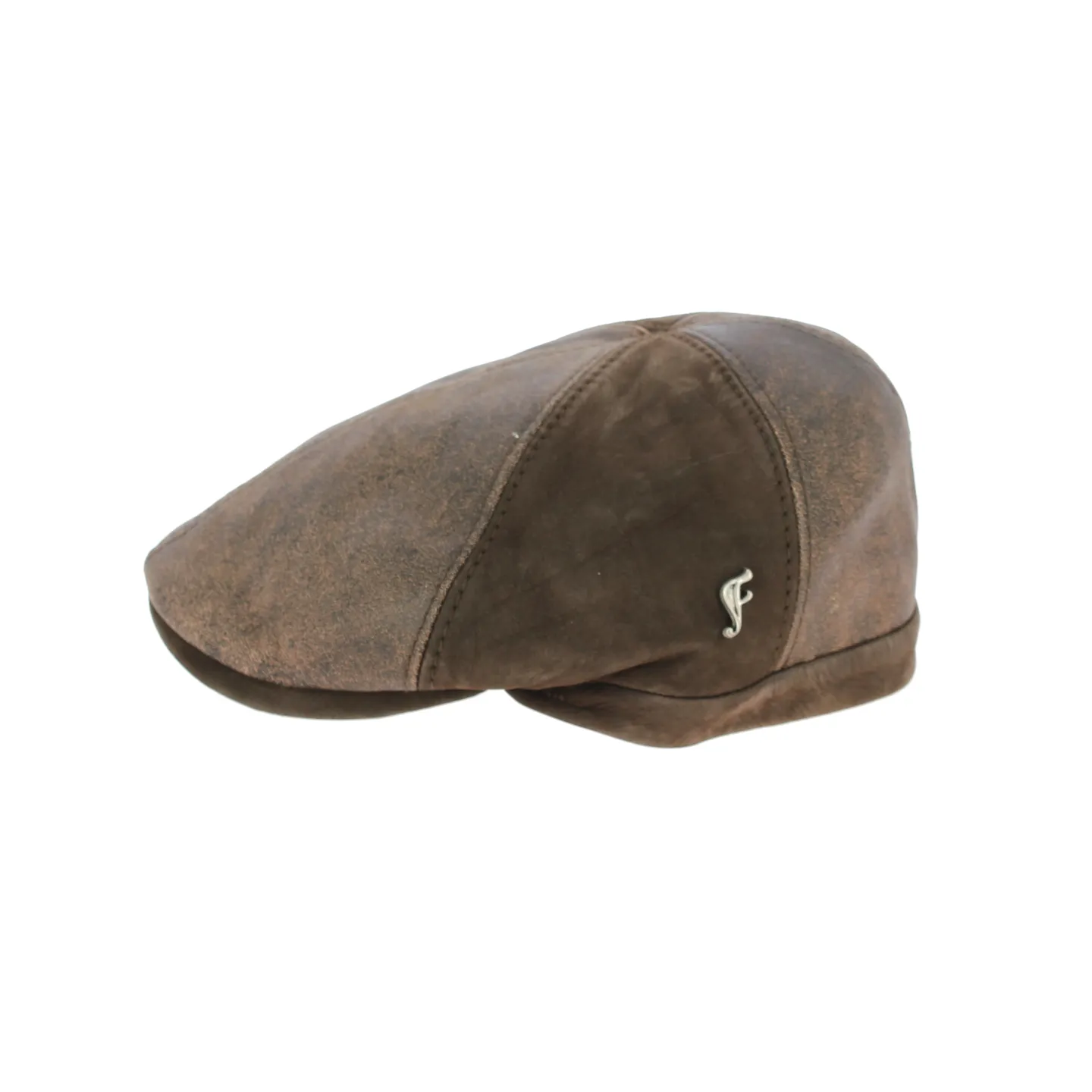 Brown Leather Lorette Flat Cap - Fléchet Reference: 8653 | Traclet Hat Shop