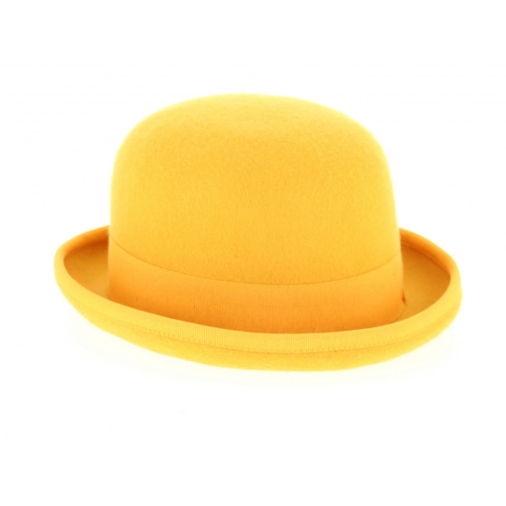 Yellow Wool Felt Bowler Hat - Traclet Yellow Wool Felt Bowler Hat - Traclet