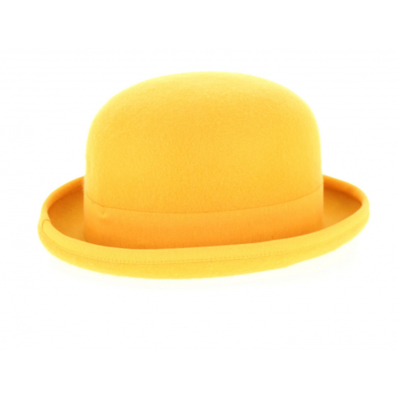Yellow Wool Felt Bowler Hat - Traclet Yellow Wool Felt Bowler Hat - Traclet