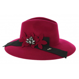 Red Cabernet Hat Red Felt Wool-Fleck Hat