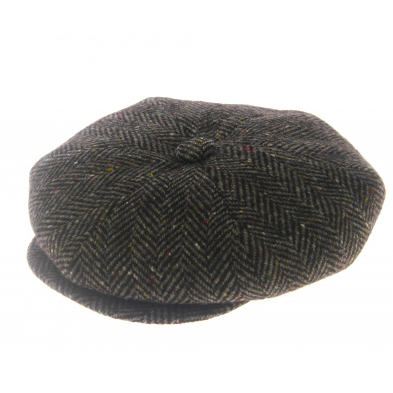 Irish Newsboy Cap Anthracite Herringbone - Jonathan Richard