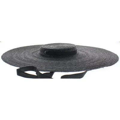 chapeau provençal noir de paille - serre tête Reference : 8735 | Chapellerie Traclet