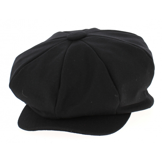 Bessat Black Wool Newsboy Cap-Traclet