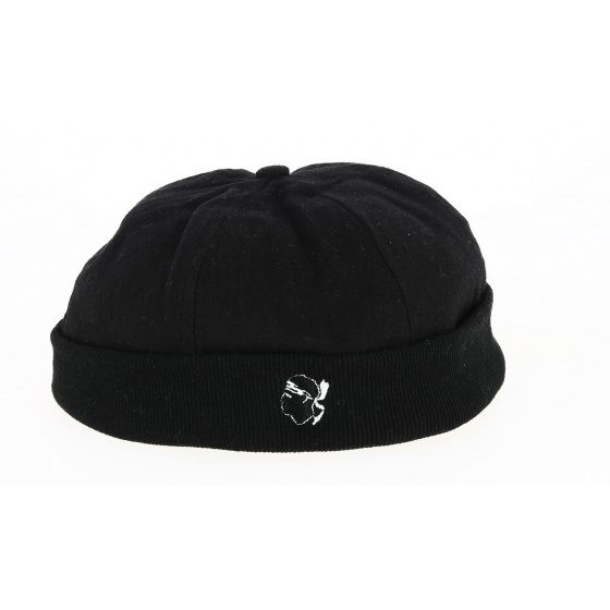 Corsica Black Cotton Sailor Cap - Traclet