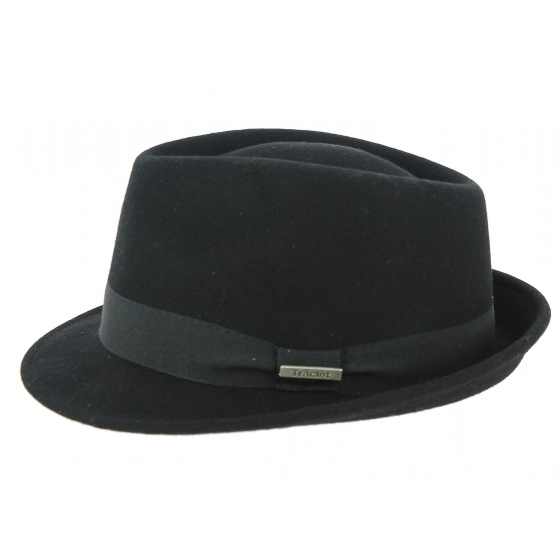Chapeau Trilby Romans Feutre Laine Noir Made In France  - Traclet