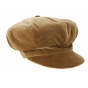 Lucile Camel Velvet Newsboy Cap - Traclet