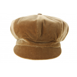Lucile Camel Velvet Newsboy Cap - Traclet