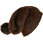 Brown Venice Angora Long Beanie with Pompom - Traclet