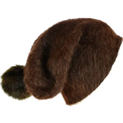 Bonnet Long Venice Angora Marron à Pompon- Traclet  Reference : 8868 | Chapellerie Traclet