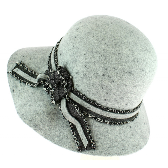 Alexa Wide-Brimmed Light Gray Wool Felt Hat - Traclet Alexa Wide-Brimmed Light Gray Wool Felt Hat - Traclet