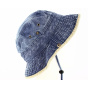 Blue/Beige Two-Tone Cotton Bucket Hat- Traclet 