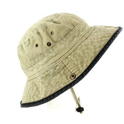 Cotton Bucket Hat Broom Two-Tone Beige/Anthracite- Traclet Reference: 8886 | Traclet Hat Shop
