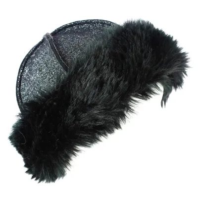 Toque Sarah Fausse Fourrure Noire à Paillettes- Traclet  Reference : 8887 | Chapellerie Traclet