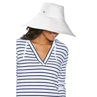 Wide Brimmed Beach Floppy Hat White Cotton - Coolibar Reference: 8904 | Chapellerie Traclet