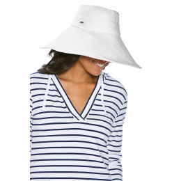 Wide Brimmed Beach Floppy Hat White Cotton - Coolibar