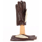 Leather & Cotton Driving Gloves Brown - Glove Story