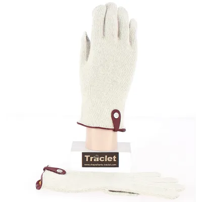 Seville Wool & Cashmere Touch Screen Gloves Cream/Burgundy - Traclet Reference: 8912 | Chapellerie Traclet