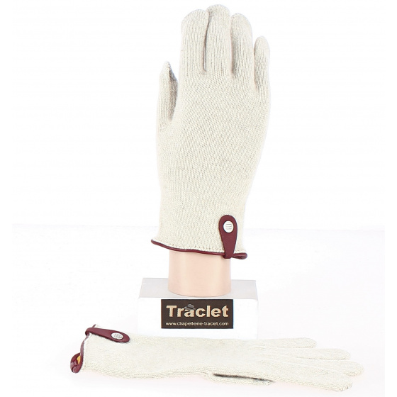 Seville Tactile Gloves Wool & Cashmere Cream/Bordeaux- Traclet