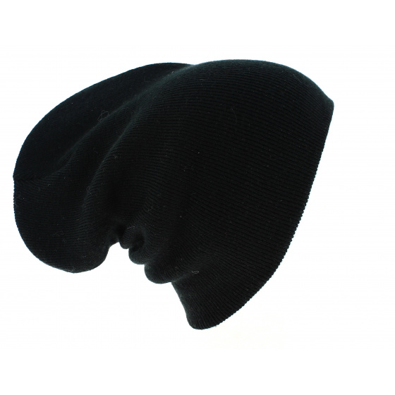 Black Acrylic Long Beanie