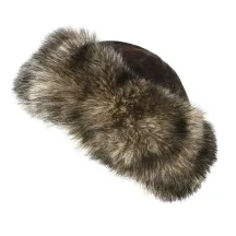 Toque Nastasia Leather & Faux Fur Mink Brown- Traclet