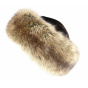Nastasia Toque Leather & Faux Fox Fur Brown - Traclet