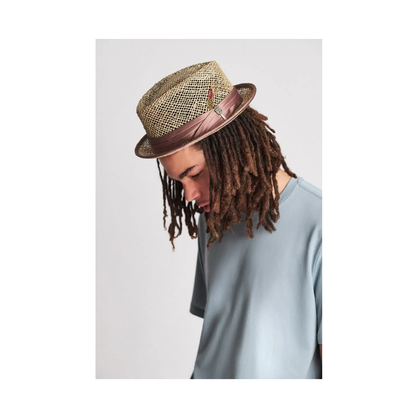 Chapeau PorkPie Stout Paille Papier - Brixton Reference : 1998 | Chapellerie Traclet