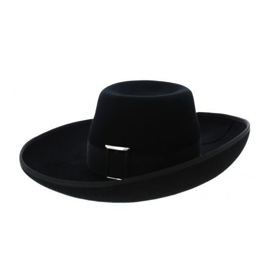Black Felt Musketeer Hat - Traclet Black Felt Musketeer Hat - Traclet