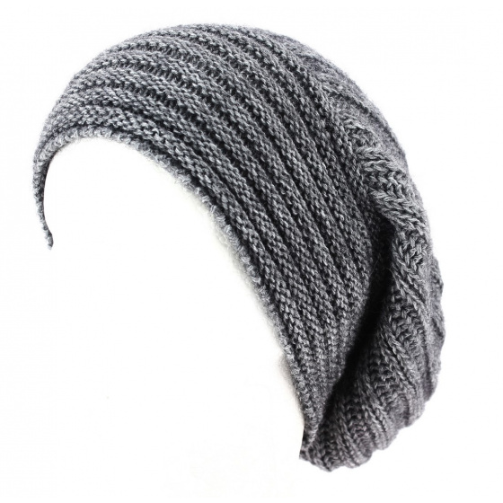 Long Whistler Wool & Mohair Beanie Grey - Traclet