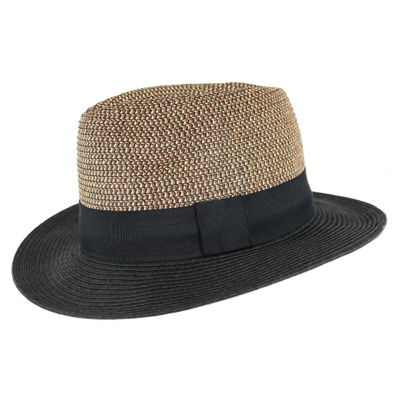 Ollie Natural Fibers Trilby Hat Natural & Black - Rigon Headwear Ollie Natural Fibers Trilby Hat Natural & Black - Rigon Headwear