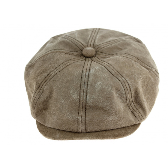 Casquette Hatteras Newsboy Cuir Taupe- Henschel 