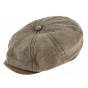 Hatteras Newsboy Leather Cap Taupe- Henschel 