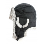 Black & Grey Rabbit Fur Ushanka Hat - Traclet