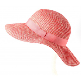 Rhodes Coral Paper Straw Wide Brim Hat - Traclet