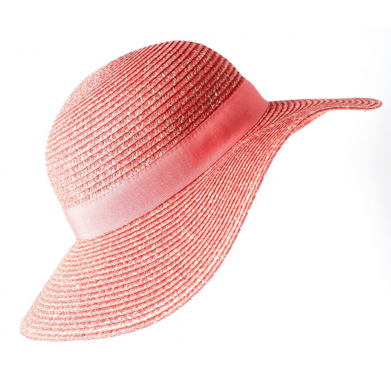 Rhodes Coral Paper Straw Wide Brim Hat - Traclet