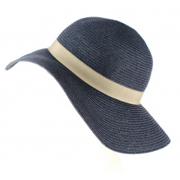 Hat Capeline Rhodes Straw Paper Navy/Taupe- Traclet