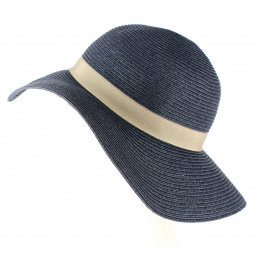 Rhodes Paper Straw Sun Hat Navy/Taupe - Traclet