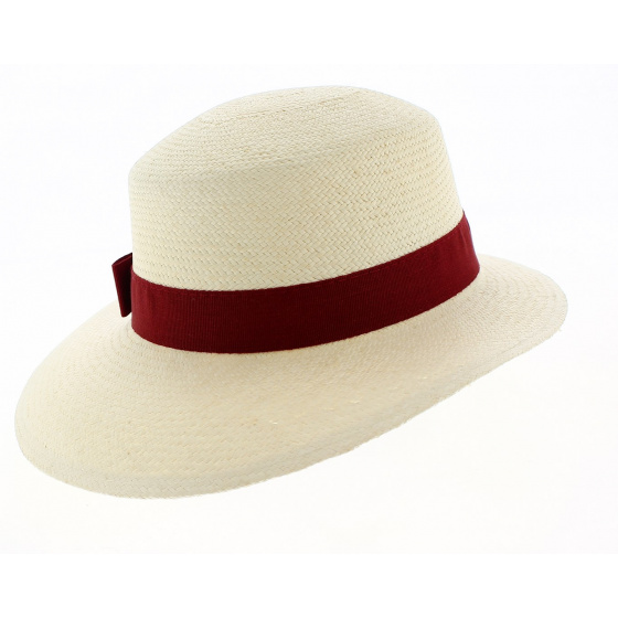 Casquette Panama Puyo Paille Naturelle & Rouge- Traclet Casquette Panama Puyo Paille Naturelle & Rouge- Traclet