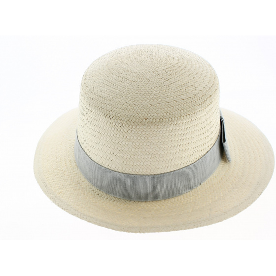 Casquette Panama Puyo Paille Naturelle & Gris Perle- Traclet