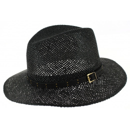 Chapeau Traveller Thurins Paille Papier Noir- Traclet 