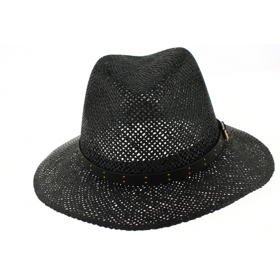 Chapeau Traveller Thurins Paille Papier Noir- Traclet 