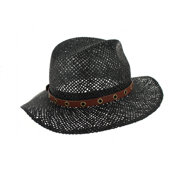 Chapeau Traveller Thurins Paille Papier Noir- Traclet Chapeau Traveller Thurins Paille Papier Noir- Traclet