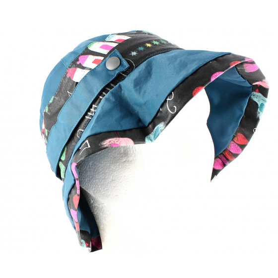 Teal Blue Foldable Rain Bucket Hat - Mtm