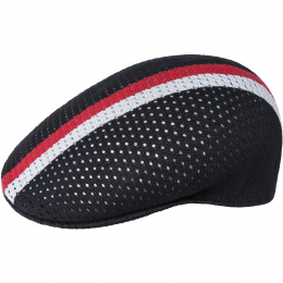 Mesh-Stripe 504 Flat Cap Black - Kangol
