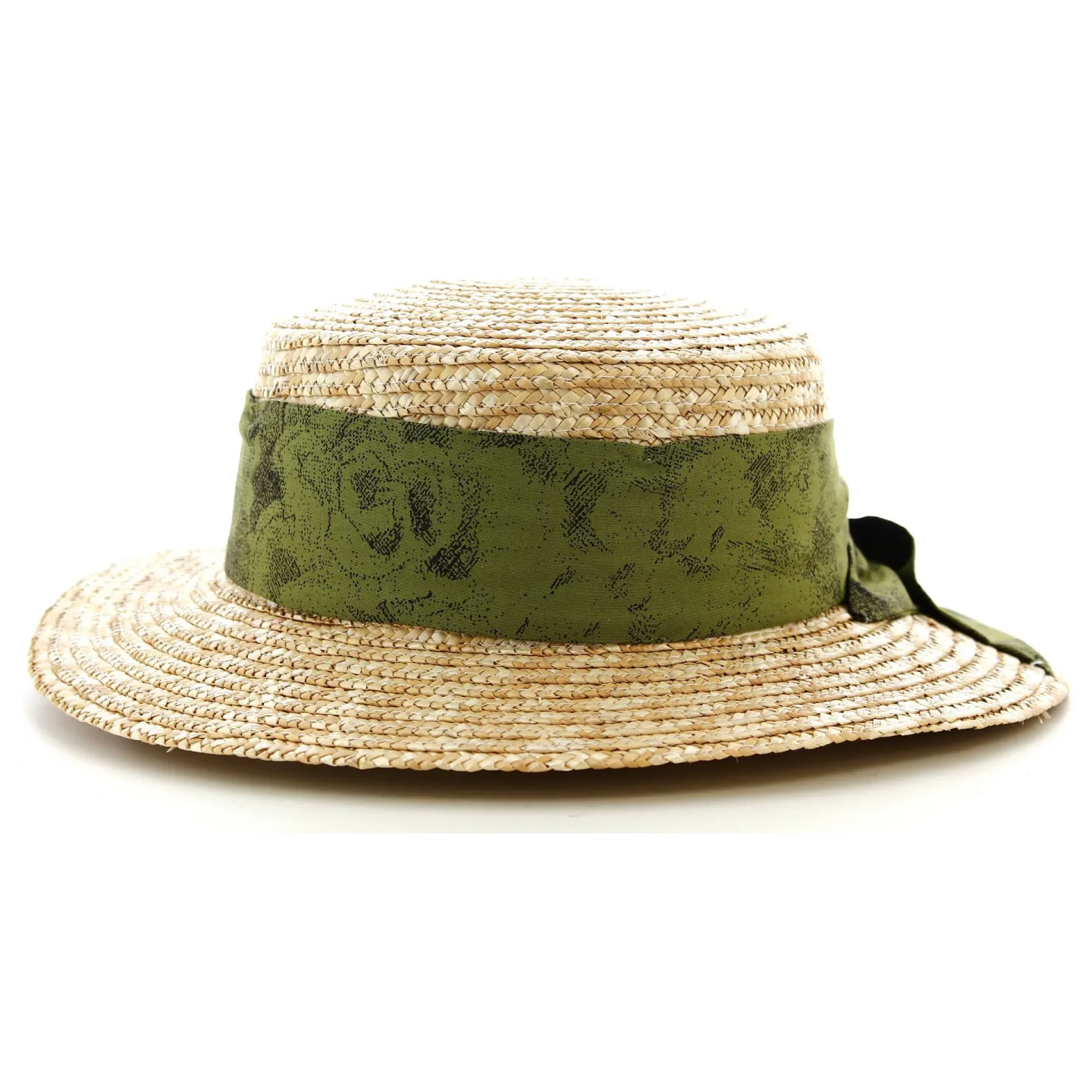 Canotier Femme Sidonie Paille Naturelle Ruban Vert- Traclet Reference : 9135 | Chapellerie Traclet